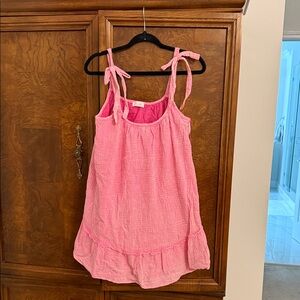 Pink Sleeveless Dress with Tie Straps P